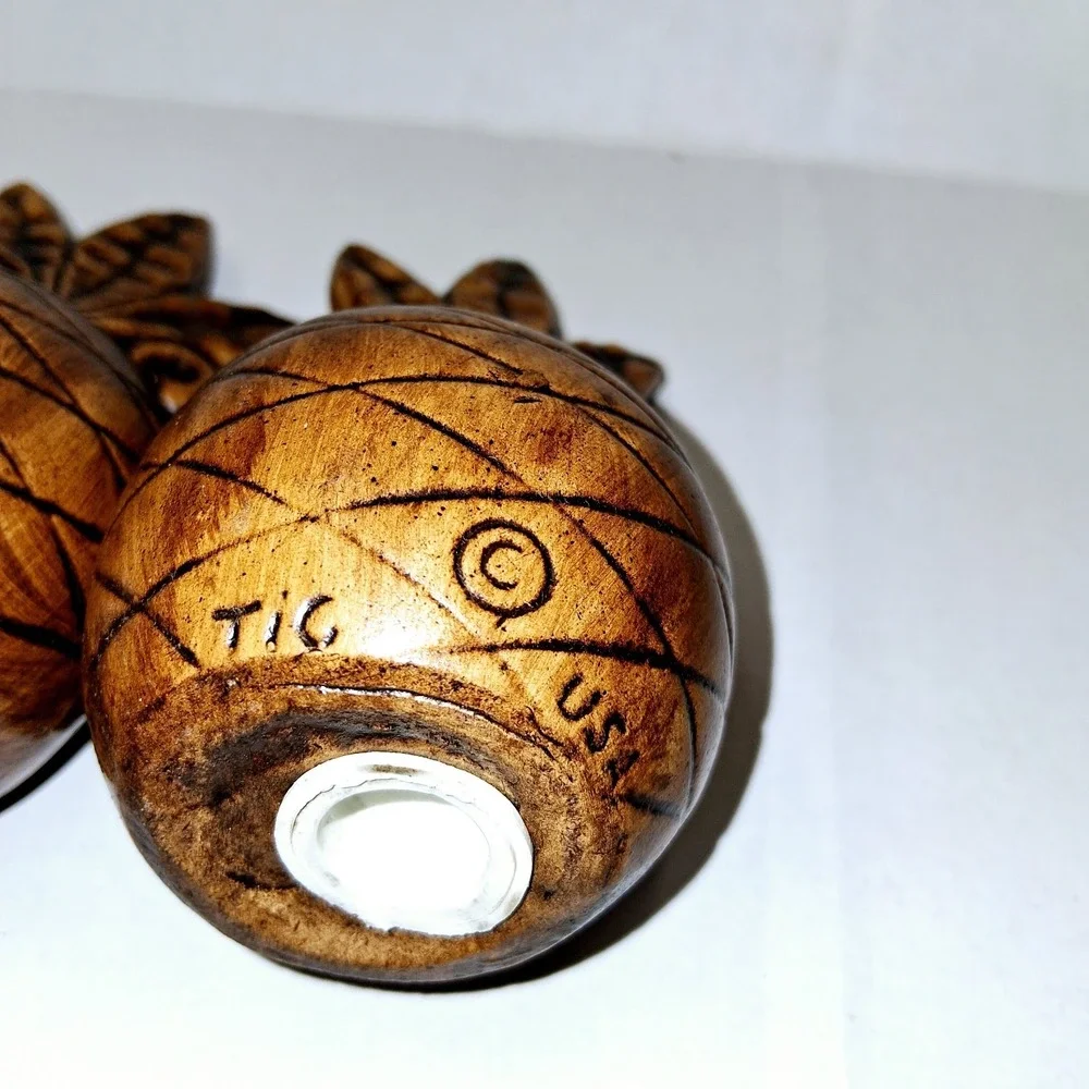 Treasure Craft Pottery USA Vintage Pineapple Salt & Pepper‎ Shakers Set Brown 4